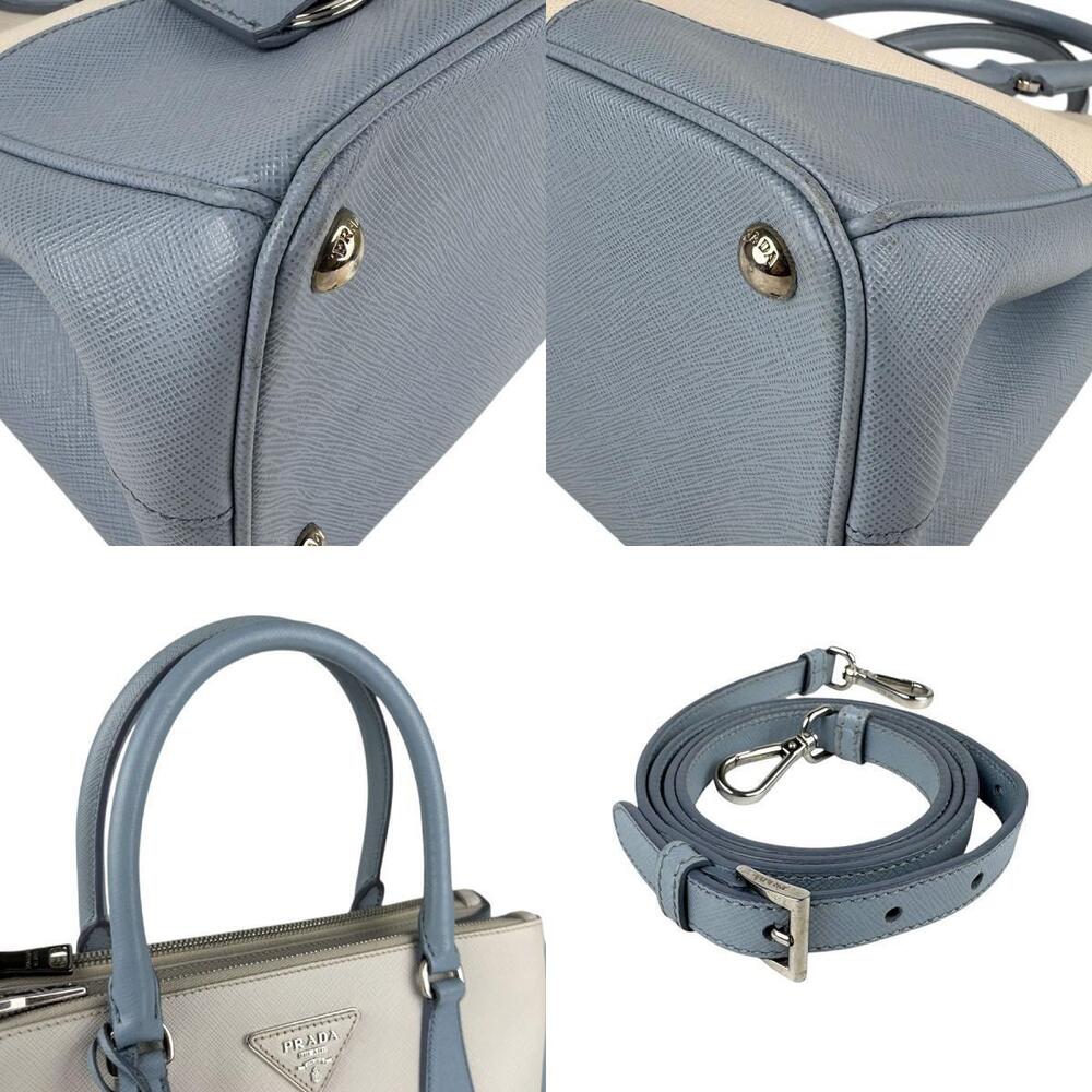 Prada handbag shoulder bag off white blue silver leather - Picture 4 of 4